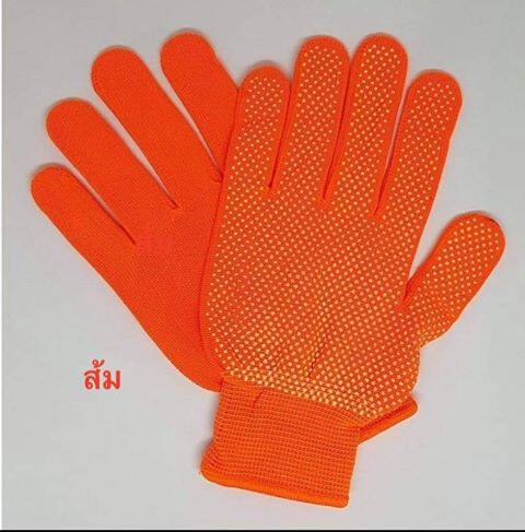 ถุงมือทำงาน มีปุ่มกันลื่น ใช้งานได้หลากหลาย ใช้ได้ทั้งบุรุษและสตรี  มี 11 สี แดง เทา ส้ม ม่วง ฟ้า น้ำเงิน กรมท่า ชมพู  ขาว  เขียว  Made in Thailan