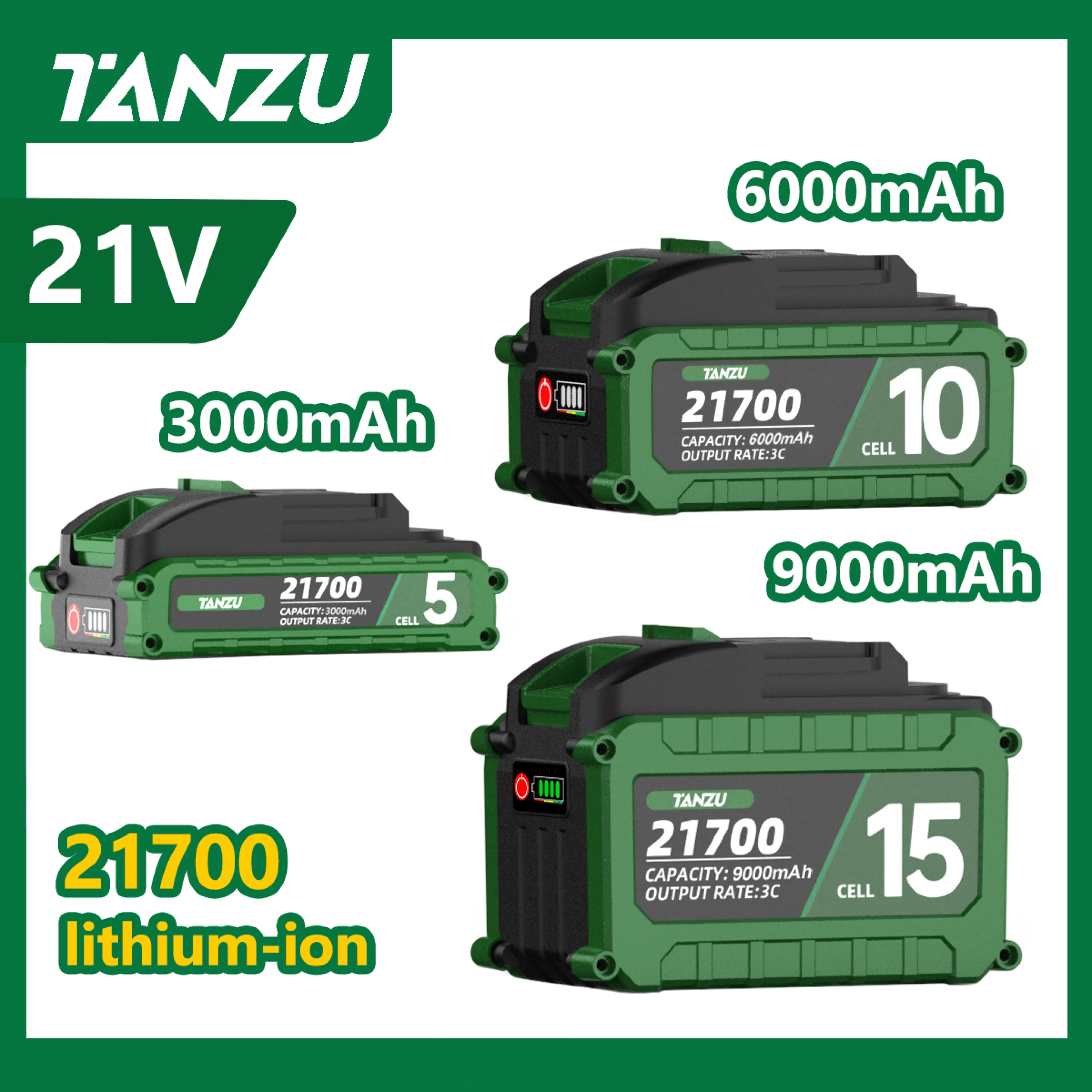 Tanzu Battery 21700 3C Battery Electric Drill Battery High Capacity Battery Lithium Battery