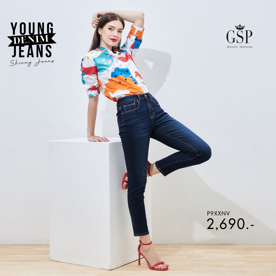 GSP woman's pants Breathable Young denim กางเกงยีนส์ ขาเดฟ สีกรม P9XXNV ราคา 2,690 บาท*ส่งฟรี