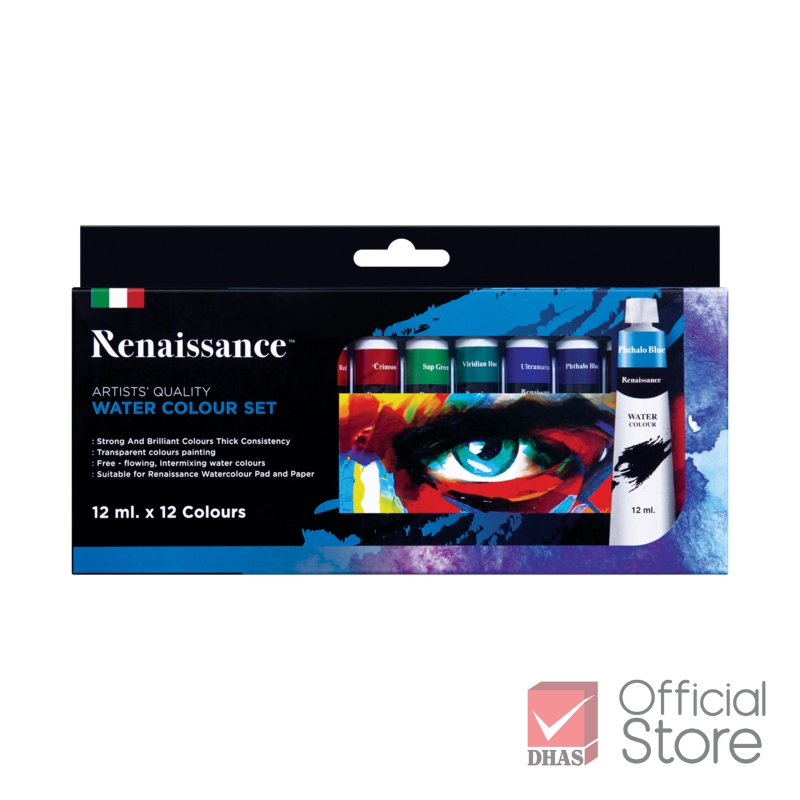 Renaissance สีน้ำ ชุดสีน้ำ 12 สี 12 มล. จำนวน 1 กล่อง