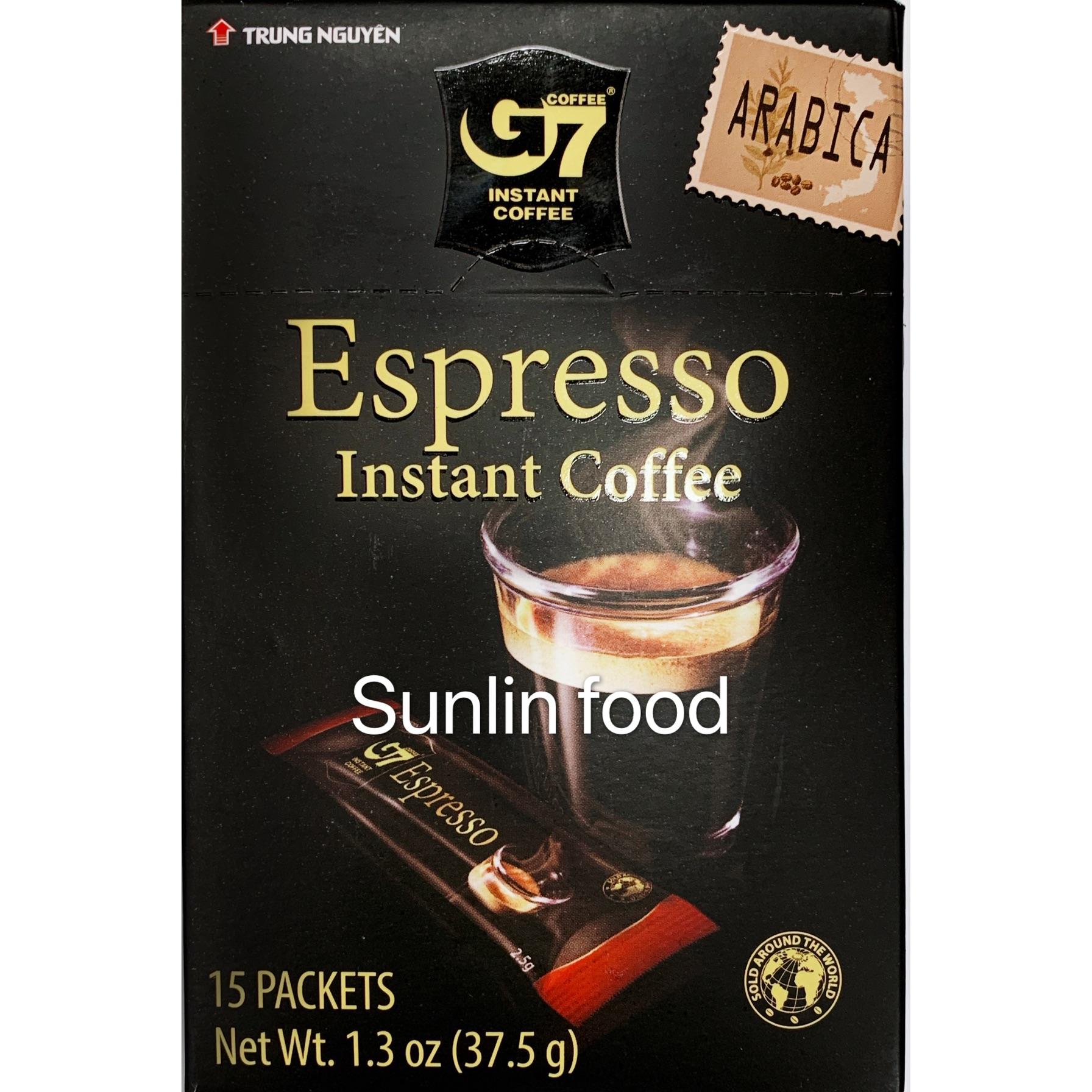 กาแฟดำ จีเซเว่น 1 กล่อง(2.5กรัมX15ซอง) G7 espresso instant coffee( 2.5gx15 packets)