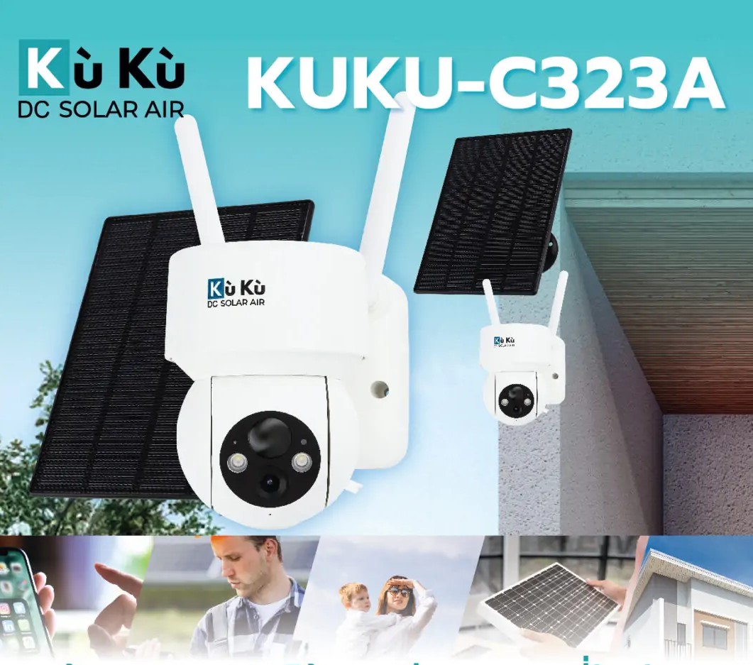 KUKU C323A กล้องวงจรปิดโซล่าเซลล์ WIFI ( หมุนได้ ) ราคา 2,480 บาท*ส่งฟรี