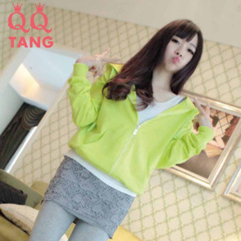 QQ สินค้าใหม่เสื้อผู้หญิงสีทึบเสื้อนอกแบบบางแขนยาวคลุมด้วยผ้าฮู้ดเสื้อคลุมแขนยาว