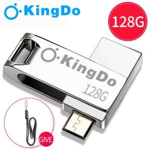 สินค้า Kingdo 128GB/64GB/32GB 2 in 1 Micro USB OTG Flash Drive USB 2.0 Zinc Metal U Disk Compatible with Android Devices