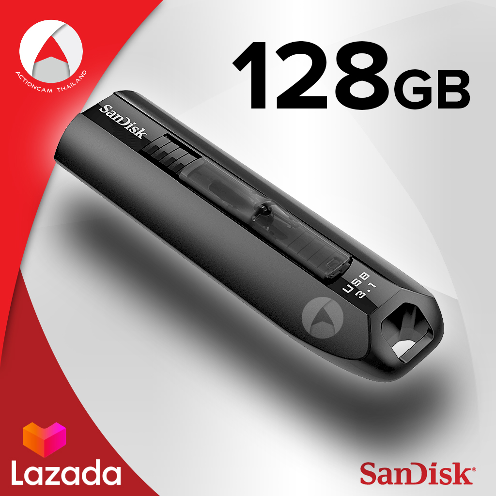 SANDISK EXTREME GO USB 3.1 FLASH DRIVE Speed อ่าน 200MB/วินาที เขียนสูงสุด 150MB/วินาที (SDCZ800_128G_G46) แซนดิส แฟลชไดร์ฟ ประกัน Synnex 5 ปี