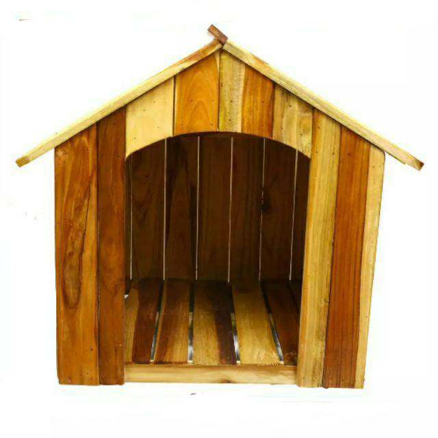 บ้านไม้ บ้านแมว บ้านหมา บ้านสุนัข บ้านกระต่าย ตัวเล็ก ผลิตจากไม้สัก เคลือบวานิช สีลายไม้ ธรรมชาติ แข็งแรง ทนทาน ขนาด 39X35X43 ซม.
