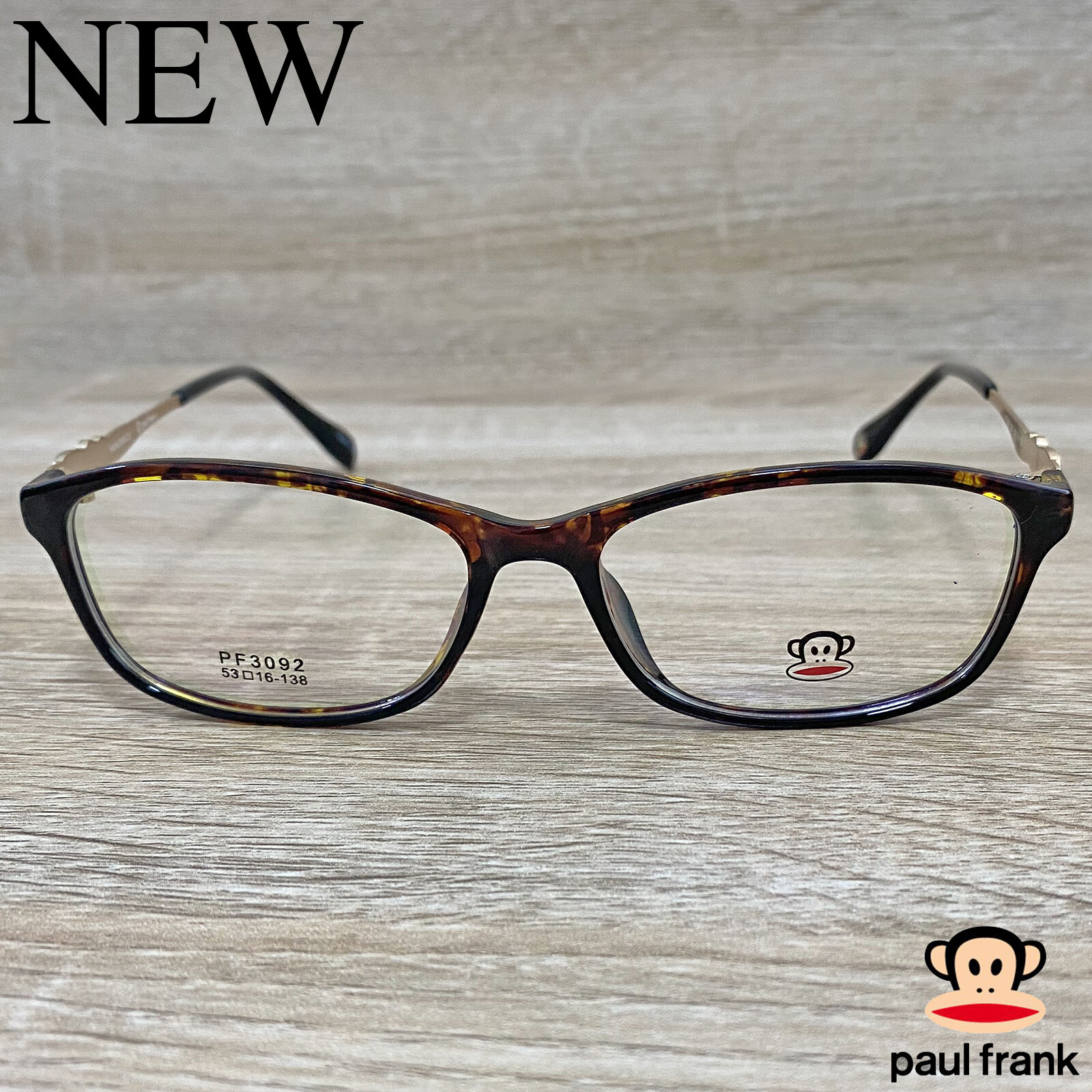 Fashion กรอบแว่นตา สำหรับตัดเลนส์ แว่นตาชาย หญิง แว่นตา รุ่น Paul Frank 3092 สีน้ำตาลกละ กรอบเต็ม ทรงเหลี่ยม ขาข้อต่อ วัสดุ TR 90 รับตัดเลนส์ทุกชนิด