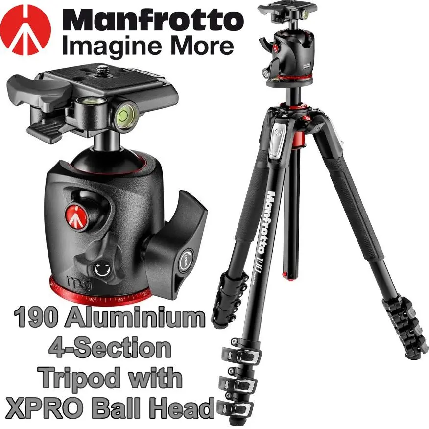 ขาตั้งกล้อง Manfrotto 190 Aluminium 4-Section Tripod with XPRO Ball Head  ประกันศูนย์ 10ปี