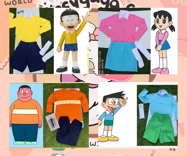 CP 28 - 28.3 ชุดโนบิตะ ชุดชิซูเกะ ชุดซูเนโอะ ชุดไจแอนท์ การ์ตูน โดราเอมอน โดเรมอน Dress for Nobita Shizuka Suneo Gian Suit Doraemon Costumes Anime Cosplay Fancy Outfit