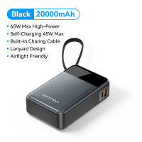 Vention 20000mAh Power Bank 65W Fast Charging with LED Display 3 Port Built in Type C Cord for Laptop Tablet iPhone 18 17 16 15 pro max Samsung Xiaomi Huawei Realme