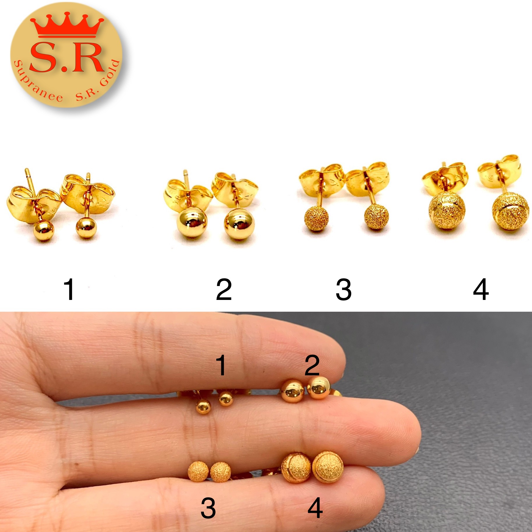 ต่างหูตุ้มหุ้มทองคำแท้ byสุปราณี S.R. GOLD