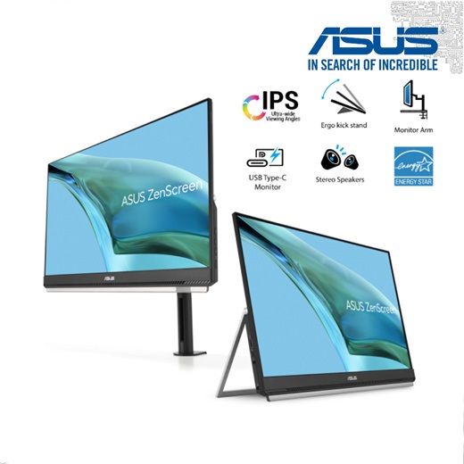 ASUS ZenScreen 24” 1080P Portable USB Monitor (MB249C) - FHD, IPS, Type-C, Speaker, Multi-stand Design, Kickstand, C-clamp Arm, Partition Hook, Carrying Handle, Work From Home Monitor, 3-Year Warranty ราคา 12,900 บาท*ส่งฟรี