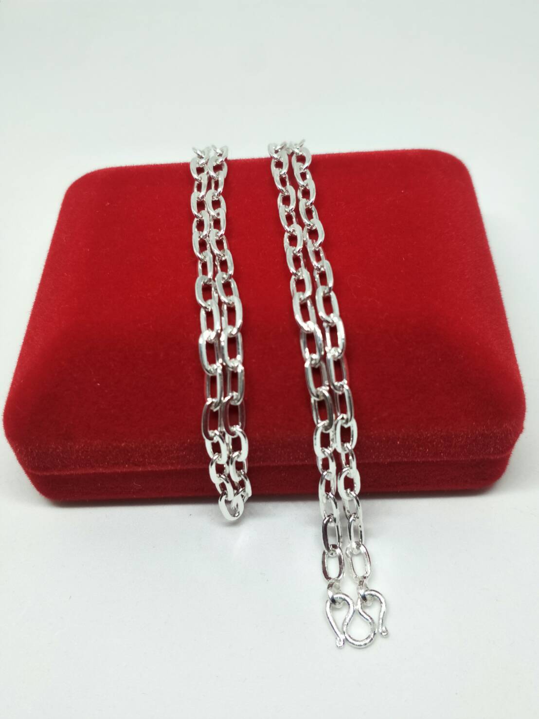 สร้อยคอเงิน ลายโซ่ฝรั่ง ชุบเศษเงินแท้925  สินค้าพร้อมส่ง