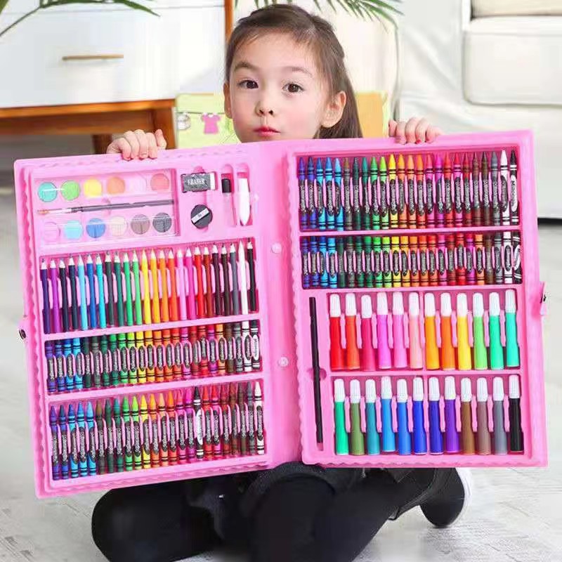 พร้อมส่งจากไทย ชุดเซ็ทระบายสี ครบชุด 150 ชิ้น พาเลทชุดระบายสี สีเทียน สีน้ำ สีไม้ อุปกรณ์ระบายสี พร้อมส่ง