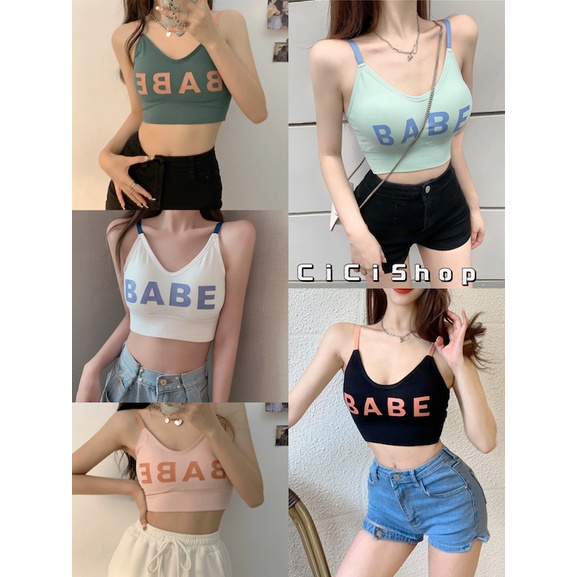Cici(BABE)บราสปอร์ตสายเดี่ยว สกรีน BABEสายปรับได้ กระชับเก็บทรงสวย สวมใส่สบาย ไม่มีโครง ระบายอากาศได้ดี ราคา 55 บาท*ส่งฟรี