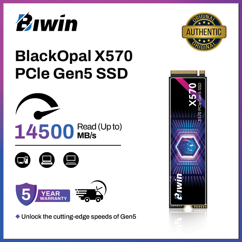 Biwin Black Opal X570 Gen5 Ssd 1Tb M.2 2280 Pcie 5.0 Nvme 2.0, Maximum Speed 14000 Mb/S, Supports Microsoft Directstorage, Internal Ssd Compatible with Desktop/Laptop/Ai Pc. ราคา 10,199 บาท*ส่งฟรี