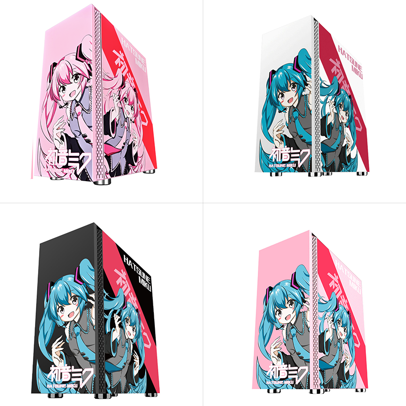 [ส่งจากกรุงเทพส่งเร็ว] GAMEKM Armor เคสคอมพิวเตอร์ Hatsune Miku/Pikachu Computer Desktop Case ATX/M-ATX Black/White/Pink PC Case