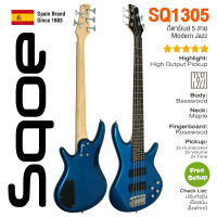 ⭐Spain Brand⭐ Sqoe SQ1305 กีตาร์เบส 5 สาย 24 เฟรต ไม้เบสวู้ด ทรง Modern Jazz ปิ๊กอัพฮัมคู่ เคลือบเงา