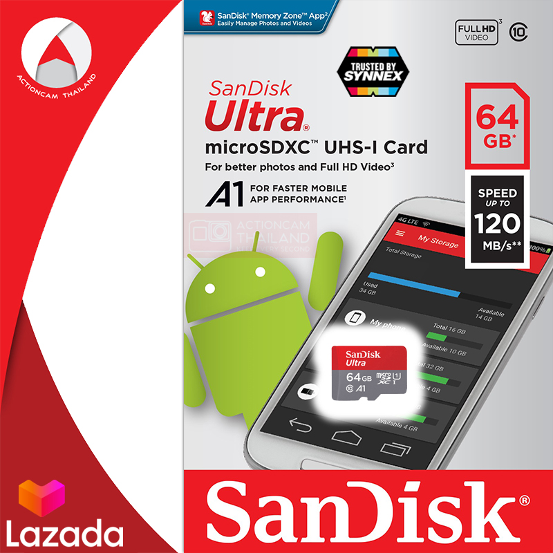 Sandisk Micro SD Card SDHC Ultra ความเร็ว 100MB/S ความจุ 32GB Class10 ( SDSQUNR-032G-GN3MN) เมมโมรี่ กล้องวงจรปิด IP Camera กล้องติดรถยนต์ โทรศัพท์  SmartPhone ประกัน Synnex 7 ปี | Lazada.co.th