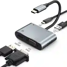 ภาพขนาดย่อของสินค้าUSB C to HDMI Adapter 4K 4 in 1 Type-C to HDMI / VGA / USB 3.0 Port + USB C Female Port Converter