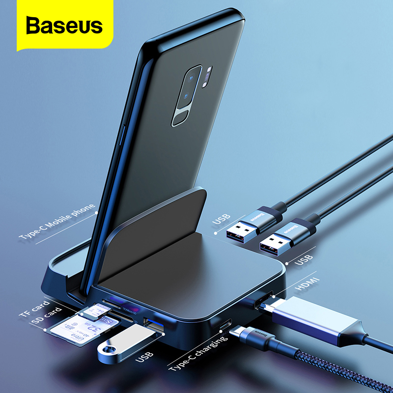 Baseus USB Type C HUB Docking Station สำหรับ Samsung S20 S10 Dex Pad Dock Station USB-C to HDMI USB 3.0 SD TF Card USBC PD Adapter