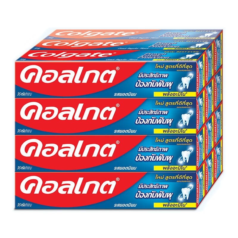 Colgate Toothpaste Great Regular Flavor New Formula 35g X 12 Packs. Colgate Calcium Toothpaste, Popular Flavor, Amino Acid Power Formula, 35 Grams X 12 Boxes.