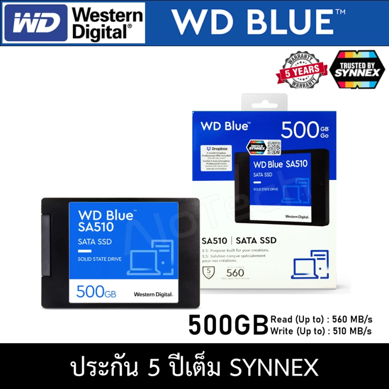 ภาพหน้าปกสินค้าWD BLUE SA510 500GB SATA SSD , 2.5" (WDS500G3B0A) ประกัน Synnex 5ปี จากร้าน AIoTech บน Lazada