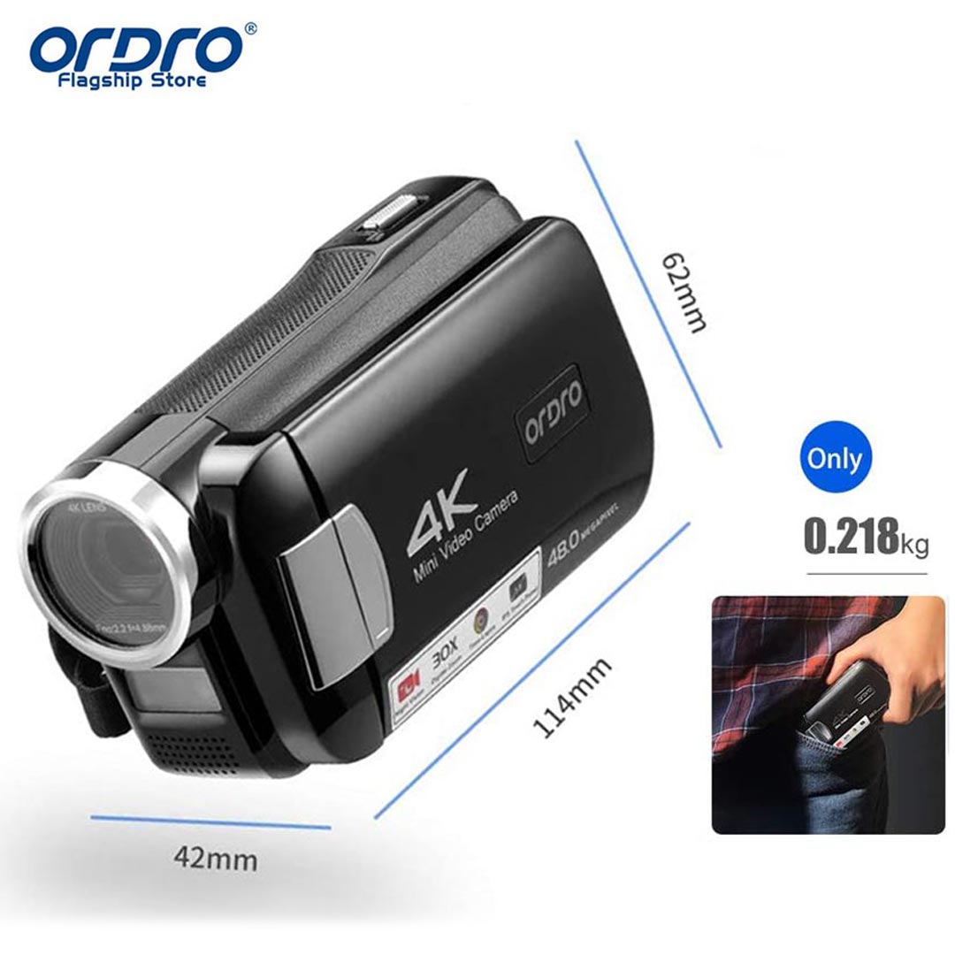ORDRO Video Camera HDR-AC2 Camcorders Vlogging Mini 4K IR Night Vision digital camera ราคา 3,729 บาท*ส่งฟรี