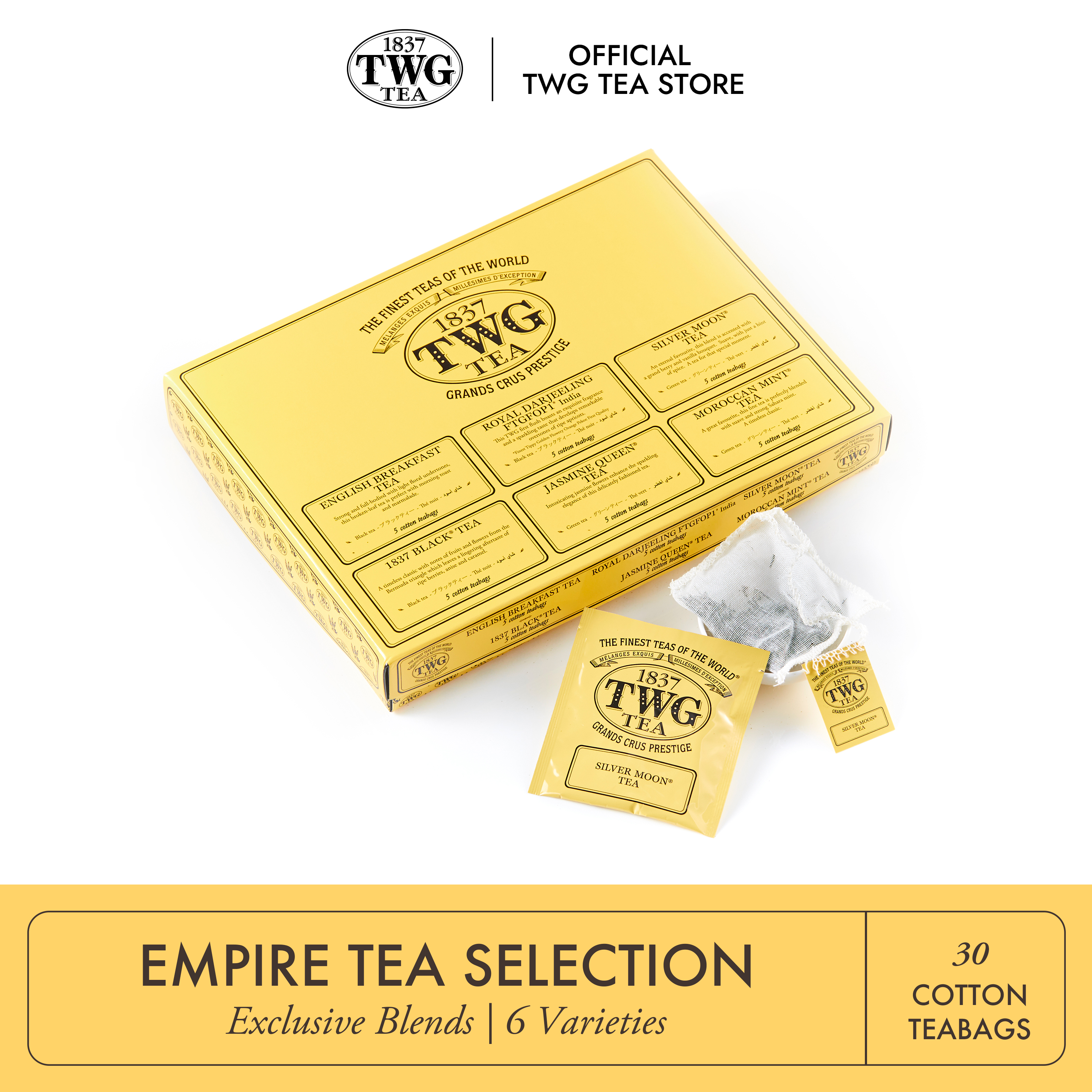 TWG Tea | Empire Tea Selection, 6 Classic Assortment in 30 Hand Sewn Cotton Tea Bags ราคา 2,049 บาท*ส่งฟรี
