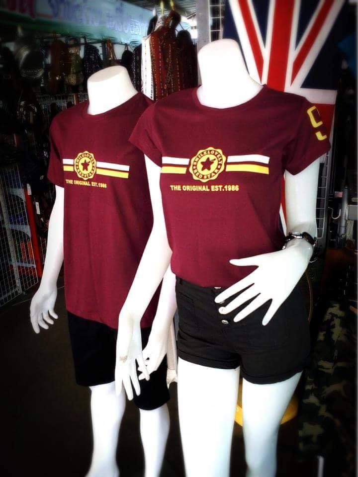 เสื้อยืด/เสื้อคู่รัก/เสื้อครอบครัว/ใส่ได้ทั้งชายหญิงเด็ก/ เนื้อผ้านุมๆใส่สบาย/ ผ้าคอทต้อนแท้(ดาววงหยัก9)ขายเป็นตัว