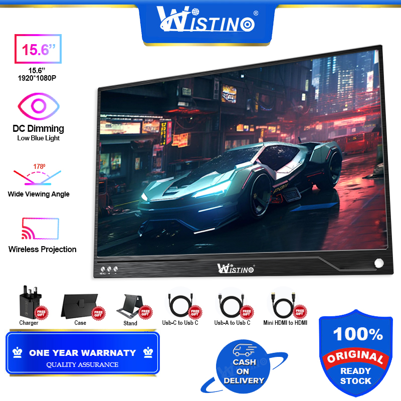 Wistino Portable Monitor 15.6inch 1080P Wireless LCD HD HDMI USB Type C Display for PC Laptop Phone PS4-Switch-XBOX 1080P Gaming Scree ราคา 5,490 บาท*ส่งฟรี