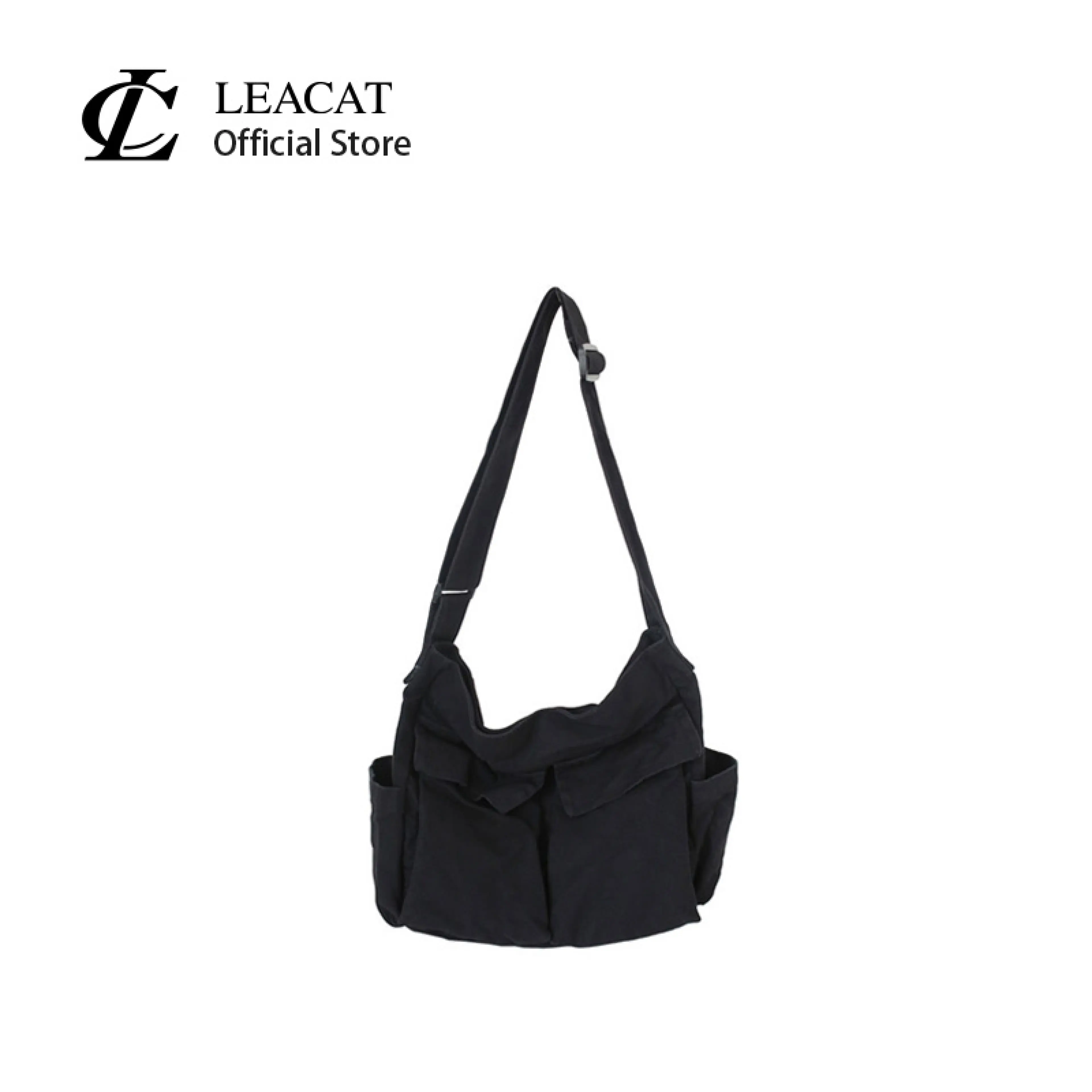 Leacat Unisex Canvas Crossbody Bag Large Capacity Multi-pocket Hobo Shoulder Bag
