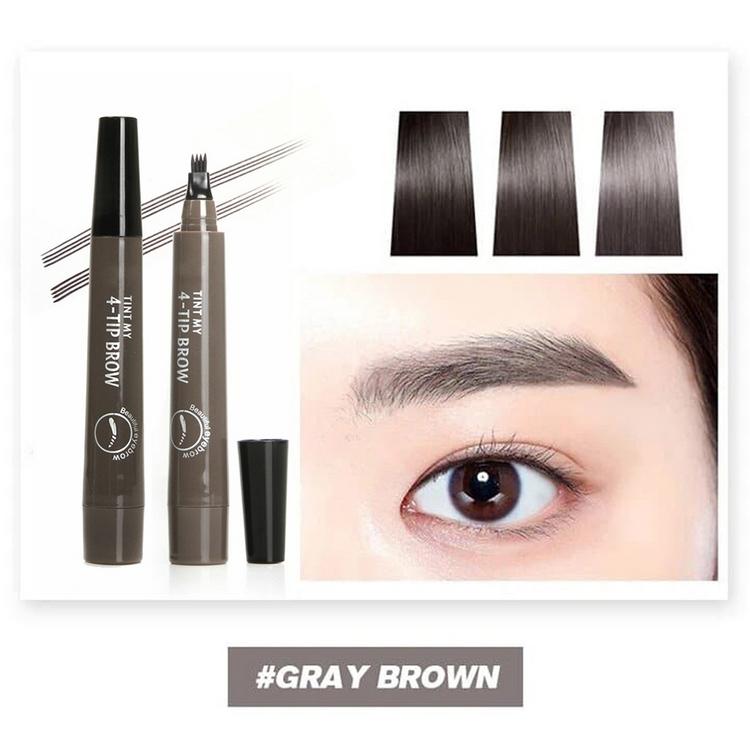 [ขายร้อน] Kloyu ดินสอเขียนคิ้ว Tint 4 Tip Liquid Brow Tattoo Pen 5 สีแต่งหน้าคิ้วกันน้ำ Eye brow Liner