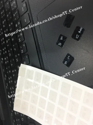 สติกเกอร์คีย์บอร์ด พื้นสีใสตัวหนังสือสีขาวภาษาไทย / Thai Keyboard sticker