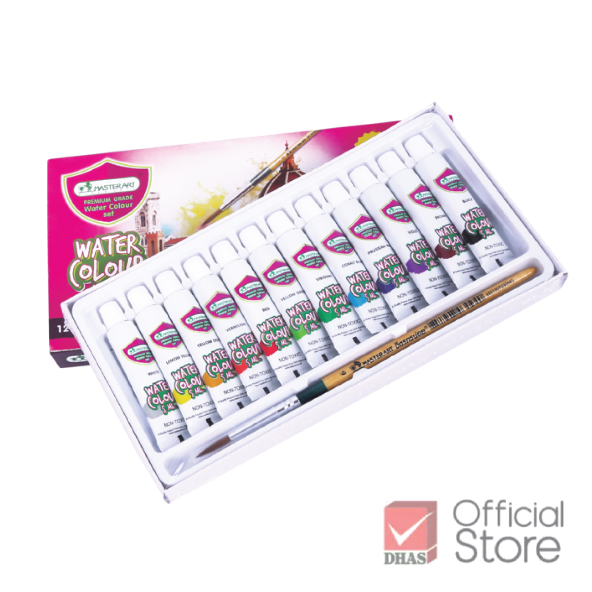 Master Art สีน้ำ 5 มล. 12 สี แถมพู่กัน จำนวน 1 กล่อง