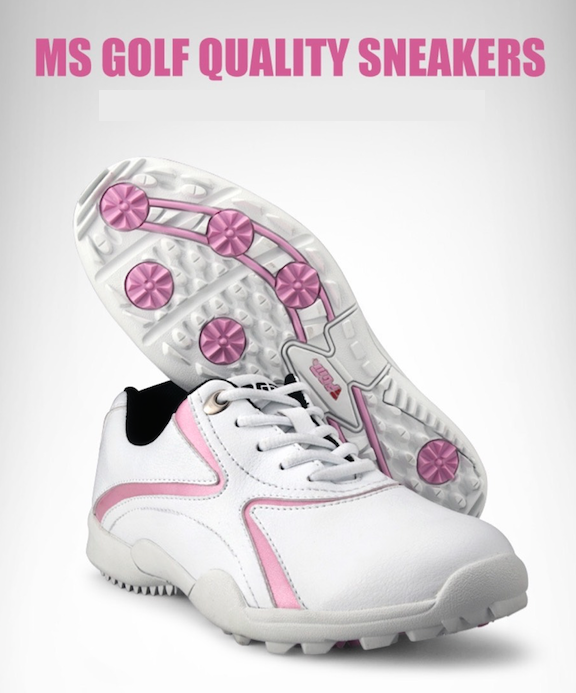 EXCEED PGM Ladies Fashion Golf Shoes Waterproof WHITE-PINK Color (XZ016) SIZE EU:35 - EU:40