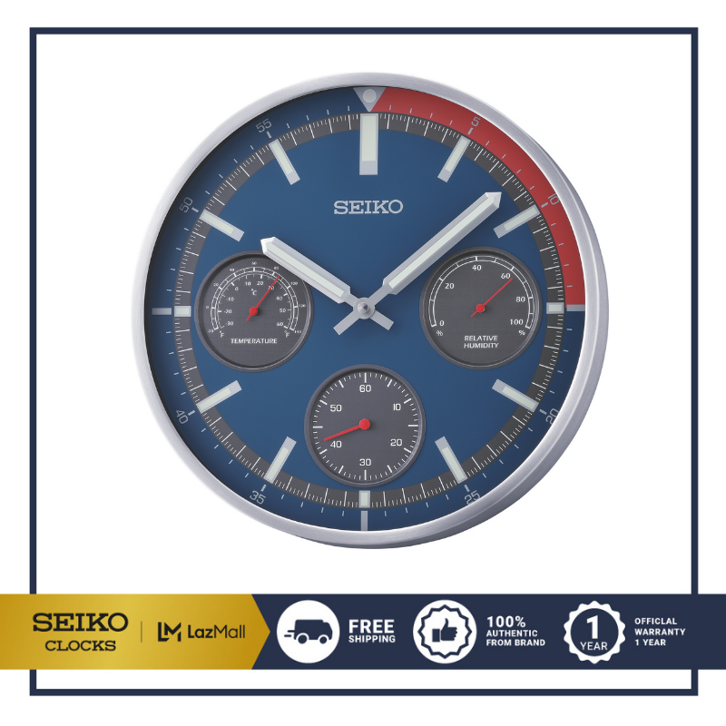 SEIKO CLOCKS นาฬิกาแขวน รุ่น QXA822S ขนาด 12.9 นิ้ว เดินเรียบ สีน้ำเงิน