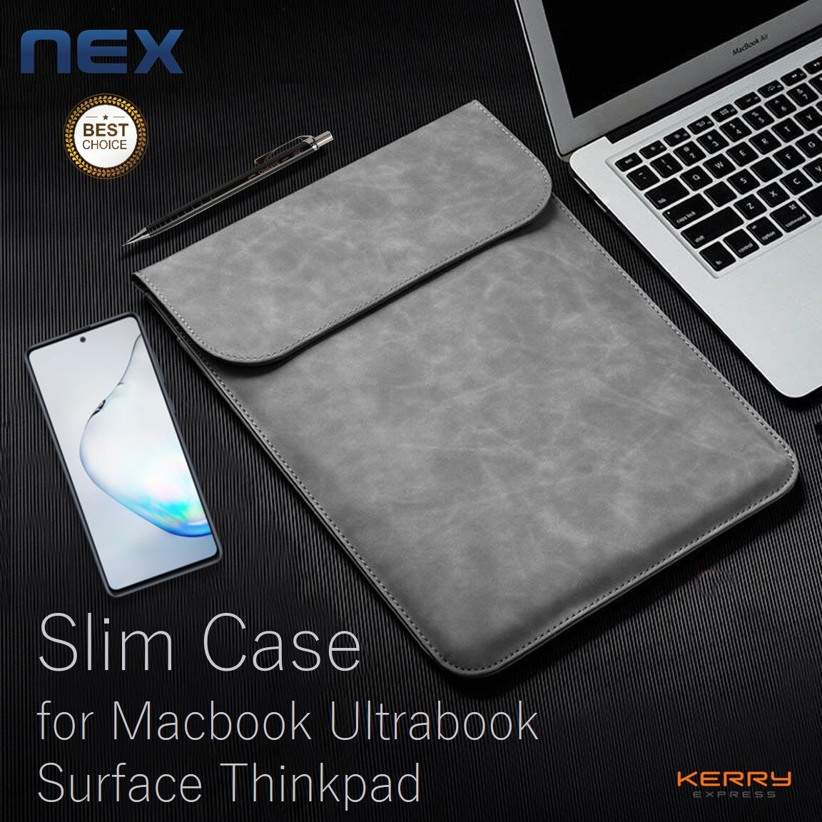 NEX Slim Case เคสโน๊ตบุ๊ค เคสMacbook  12.5, 13.3, 15.6 นิ้ว กระเป๋าโน๊ตบุ๊ค เคสหนังใส่MacBook Slim Laptop PU Leather Case Cover for MacBook Air/Pro Laptop Surface 12.5-15.6 inch