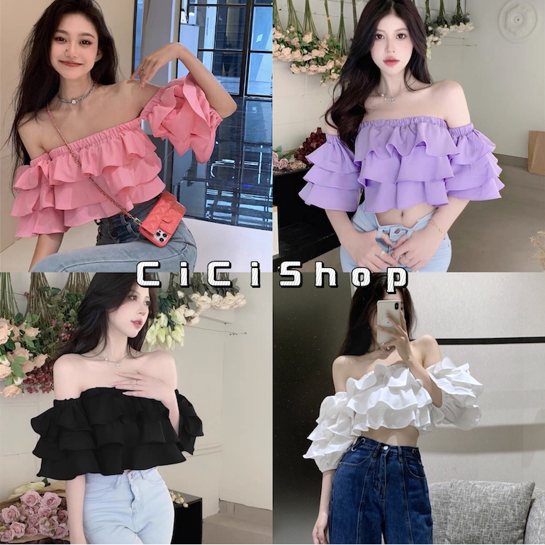 Cici(D75)เสื้อครอปสม็อคทั้งตัว แต่งแขนระบาย ยืดได้เยอะใส่แล้วน่ารักมากๆ แขนเป็นทรงตุ๊กตานะ สาวๆไม่ควรพลาด ราคา 168 บาท*ส่งฟรี
