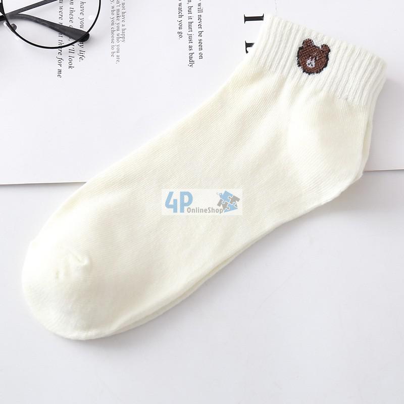 ถุงเท้า ถุงเท้าข้อสั้น ถุงเท้าเกาหลี ถุงเท้าหมี ถุงเท้าน่ารัก ลายหมีถุงเท้าแฟชั่น 4p 4p99.