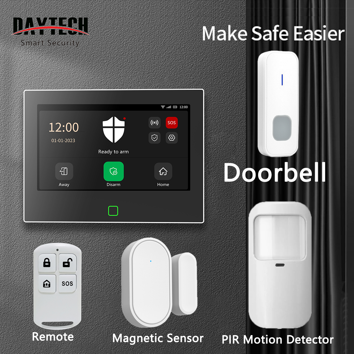 【New 】daytech 2025 Tuya home security alarm system WiFi touch screen smarthome door sensor ta07 sensor ราคา 76 บาท*ส่งฟรี