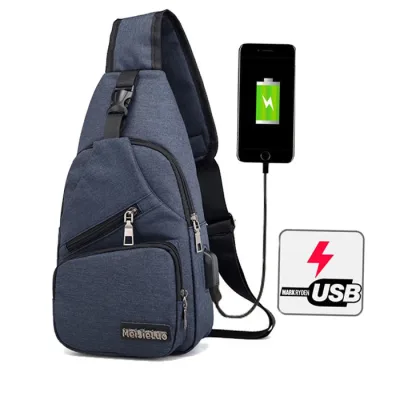 กระเป๋าสะพายไหล่ผู้ชายผ้าใบกระเป๋า messenger USB charging