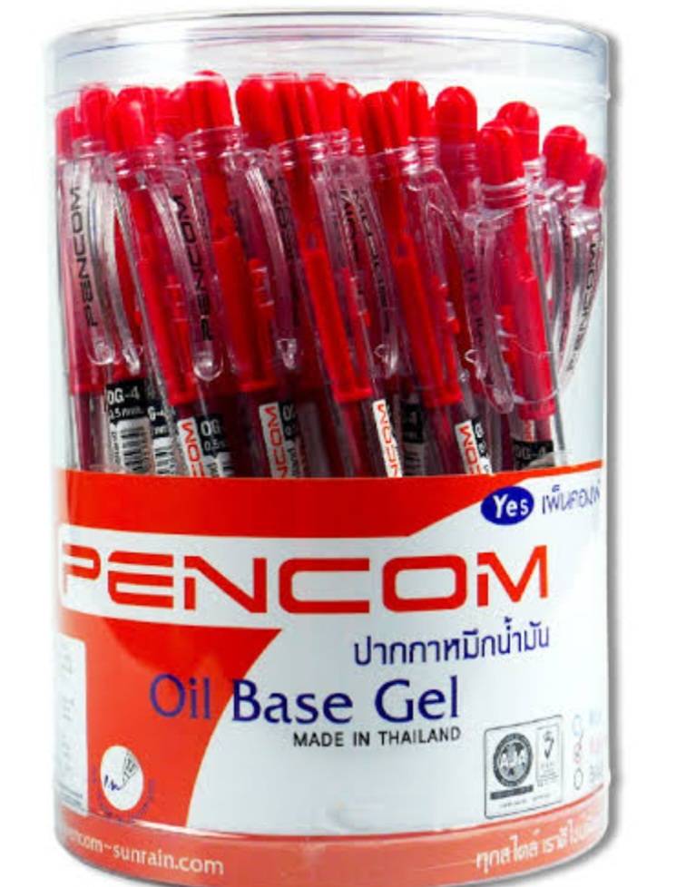 ปากกาลูกลื่น หมึกน้ำมัน ขนาด 0.5 mm เพนคอม หมึกสีแดง รุ่น OG-04 pencom