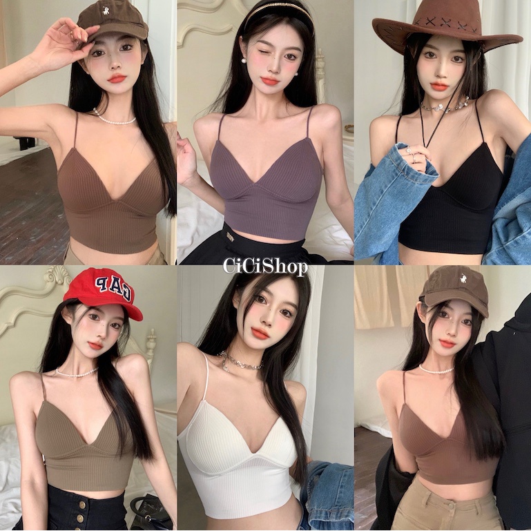 Cici(1833)บราสายเดี่ยว ท็อปครึ่งตัว ทรงสวย มีฟองน้ำในตัว ราคา 66 บาท*ส่งฟรี