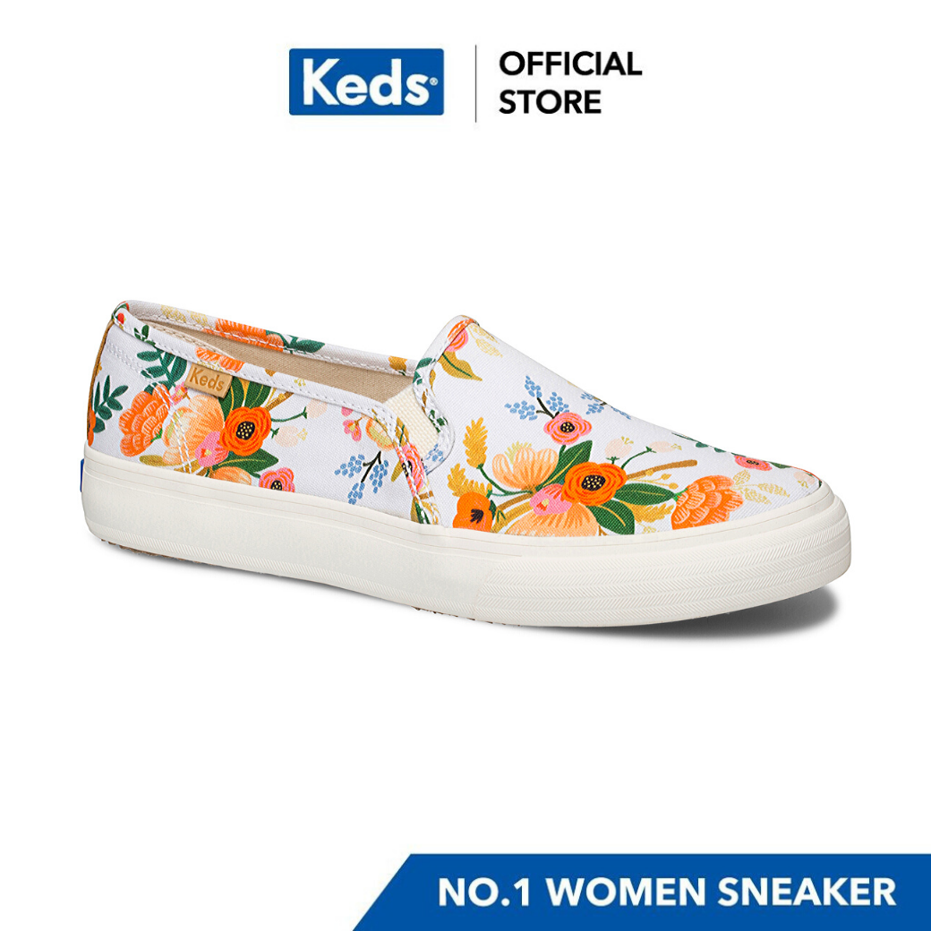 รองเท้า KEDS WF62681 KEDS X RIFLE PAPER CO. DOUBLE DECKER LIVELY FLORAL รองเท้าผ้าใบผู้หญิง แบบสลิปออน พิมพ์ลายดอกไม้