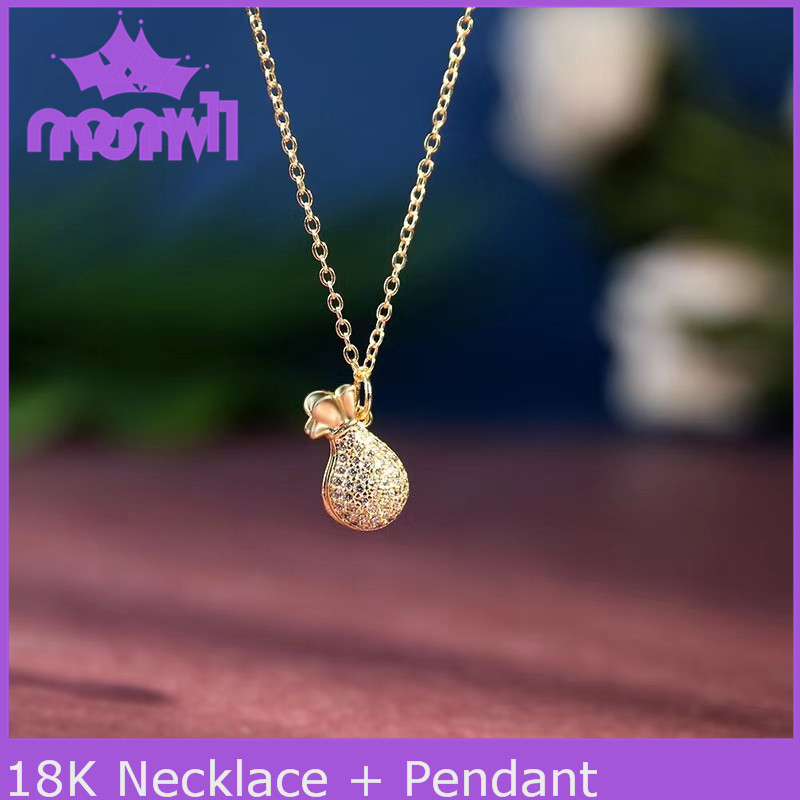 สร้อยคอทองชุบ 18K พร้อมจี้นำโชค สร้อยทองชุบ งานสวย 18K gold-plated necklace + pendant