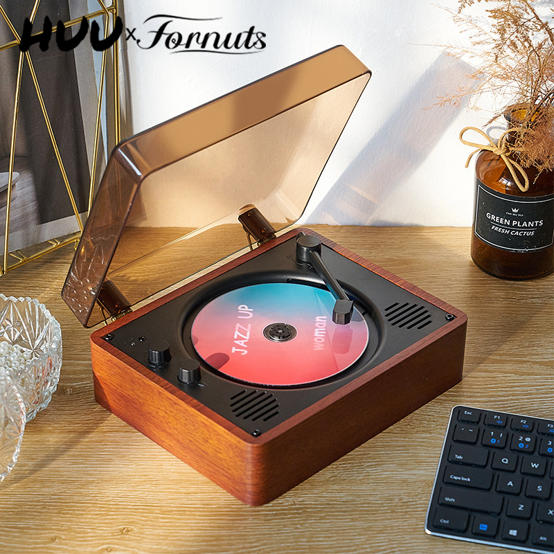 Fornuts CD Player for Kpop Albums with Speaker and Bluetooth for Music Built-in Speaker AUX Audio Output/Input Vintage Turntable Music Player ราคา 1,615 บาท*ส่งฟรี