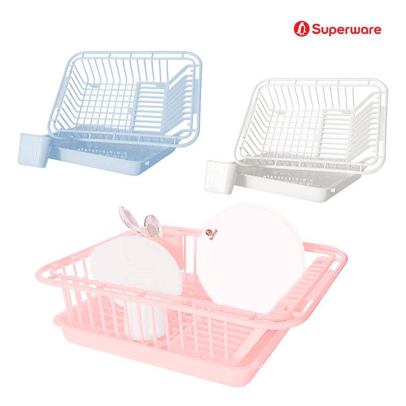 Srithai Superware ที่คว่ำจานชามพลาสติก ตะกร้าคว่ำจาน แบบโล่ง มีถาดรองน้ำทิ้ง และที่ใส่ช้อนส้อม รุ่น B-150 ราคา 205 บาท*ส่งฟรี