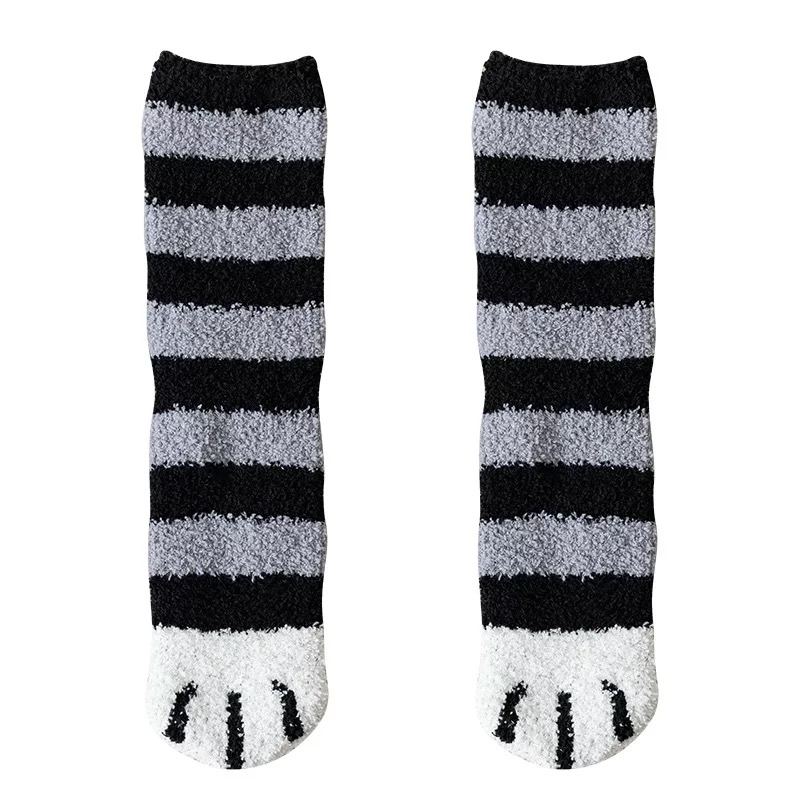 ?พร้อมส่ง? ถุงเท้าข้อยาว ถุงเท้ากันหนาว ​ ถุงเท้าข้อยาวลายอุ้งเท้าแมว ถุงเท้ากันหนาว