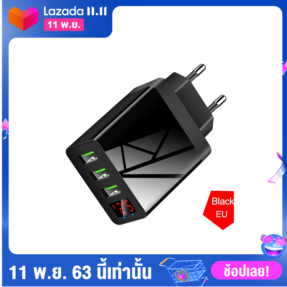 เยียนเชียนชิโวล®แบบพกพา 3 USB 48W QC3.0 3.1a รวดเร็วชาร์จจอแสดงผลดิจิตอลผนังอะแดปเตอร์ชาร์จ